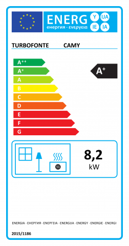 Etiquette énergétique A+ - Poêle à granulés CAMY - 8,2 kW