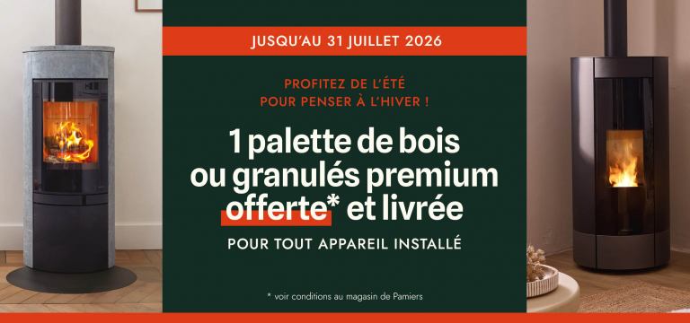 Offre palette offerte pour tout installation d'appareil - Turbo Fonte Pamiers poêles et cheminées