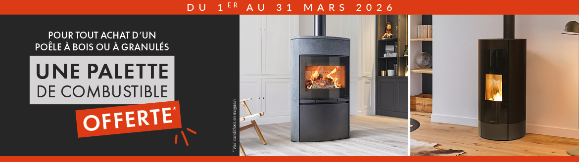 Turbo Fonte Saintes - Poêles et cheminées- vous offre une palette de combustible pour tout achat